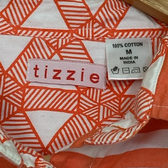 Tizzie | Creamsicle Dreamsicle Striped Fringed 100% Cotton Button Down Shirt M - Picture 6 of 17